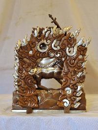 Buddhist Handmade Statue Of Palden Lahmo, [silver And Chocolate Oxidized]