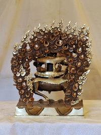 Buddhist Handmade Statue Of Tibetan Protector God, [silver And Chocolate Oxidized]