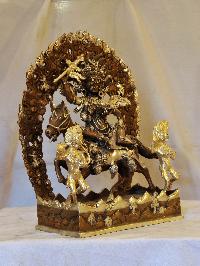 Buddhist Handmade Statue Of Palden Lahmo, [silver And Chocolate Oxidized]