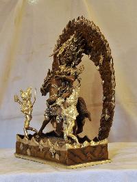 Buddhist Handmade Statue Of Palden Lahmo, [silver And Chocolate Oxidized]