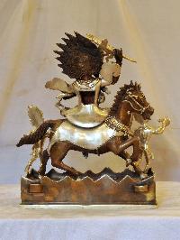 Buddhist Handmade Statue Of Palden Lahmo, [silver And Chocolate Oxidized]