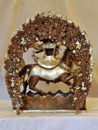 Buddhist Handmade Statue Of Palden Lahmo, [silver And Chocolate Oxidized]