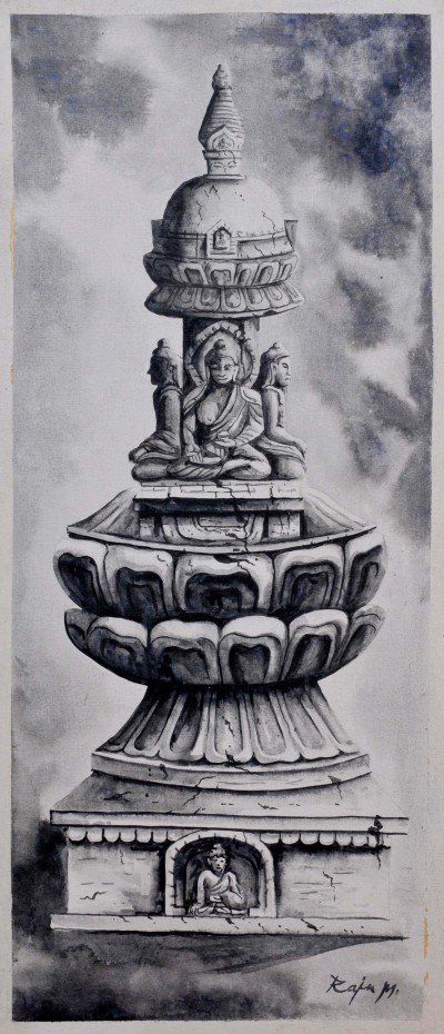 Buddhist Stupa [oil Colour Painting], Bhaktapur Art