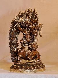 Buddhist Handmade Statue Of Yamantaka Shakti Or Consort, [silver And Chocolate Oxidized], Megasambhara, Vajrabhairava Heruka
