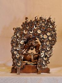 Buddhist Handmade Statue Of Yamantaka Shakti Or Consort, [silver And Chocolate Oxidized], Megasambhara, Vajrabhairava Heruka