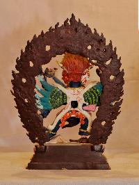 Buddhist Handmade Statue Of Hayagriva, [traditional Color Finishing]