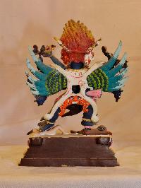 Buddhist Handmade Statue Of Hayagriva, [traditional Color Finishing]