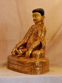 Buddhist Handmade Statue Of Marpa Lotsawa, [face Painted], [gold Plated]