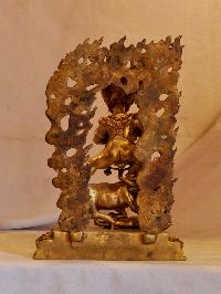 Buddhist Handmade Statue Of Yamantaka, Full Gold Plated, [face Painted], Megasambhara, Vajrabhairava Heruka
