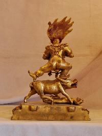 Buddhist Handmade Statue Of Yamantaka, Full Gold Plated, [face Painted], Megasambhara, Vajrabhairava Heruka