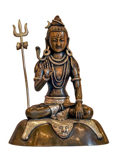 Nepali Handmade Statue Of Shiva Or Mahadev, [silver And Chocolate Oxidized]