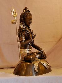 Nepali Handmade Statue Of Shiva Or Mahadev, [silver And Chocolate Oxidized]