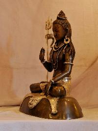 Nepali Handmade Statue Of Shiva Or Mahadev, [silver And Chocolate Oxidized]