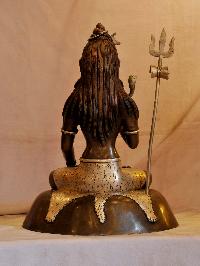 Nepali Handmade Statue Of Shiva Or Mahadev, [silver And Chocolate Oxidized]