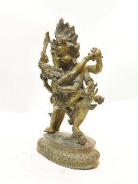 Buddhist Handmade Statue Of Garuda Shakti [consort], [gold Plated], [antique]