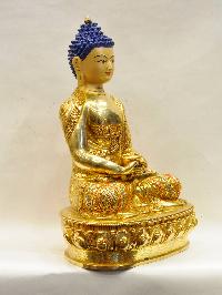 Buddhist Handmade Statue Of Amitabha Buddha, [full Fire Gold Plated], [face Painted], [stone Setting]