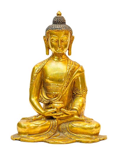 Buddhist Handmade Statue Of Amitabha Buddha, [gold Plated]