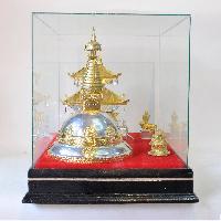 Traditional Handmade Nepali Gift Item Of [swayambhunath] Stupa And [pashupatinath] Temple Replica On Glass
