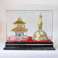 High Quality Traditional Handmade Nepali Gift Item Of [swayambhunath] Stupa And [pashupatinath] Temple Replica On Glass