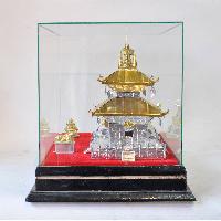 High Quality Traditional Handmade Nepali Gift Item Of [swayambhunath] Stupa And [pashupatinath] Temple Replica On Glass