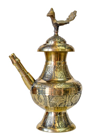 Handmade Traditional Nepali [palpali], [nepali] Karuwa, Water Pot With Carved Design