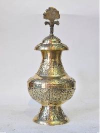 Handmade Traditional Nepali [palpali], [nepali] Karuwa, Water Pot With Carved Design
