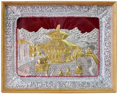 Traditional Handmade Nepali Gift Item Of [pashupatinath] Temple At Kathmandu With Frame Design, Painted