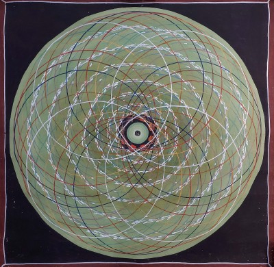 [art From Bhaktapur], Buddhist Handmade Thangka Of Cosmic Mandala, [hand Painted]