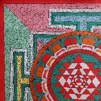 [art From Bhaktapur], Buddhist Handmade Thangka Of [newari Style] Sri Yantra Design, [hand Painted], [antique], [real Gold]