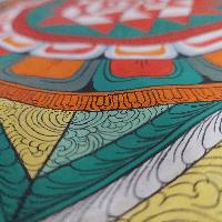 [art From Bhaktapur], Buddhist Handmade Thangka Of [newari Style] Sri Yantra Design, [hand Painted], [antique], [real Gold]