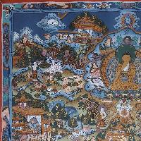 [art From Bhaktapur], Buddhist Handmade Thangka Of Buddha Life Story, [hand Painted], [antique], [real Gold]