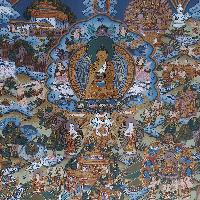 [art From Bhaktapur], Buddhist Handmade Thangka Of Buddha Life Story, [hand Painted], [antique], [real Gold]