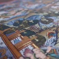 [art From Bhaktapur], Buddhist Handmade Thangka Of Buddha Life Story, [hand Painted], [antique], [real Gold]