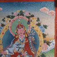 [art From Bhaktapur], Buddhist Handmade Thangka Painting Of Padmasambhava, [antique], [real Gold]