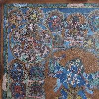 [art From Bhaktapur], Buddhist Handmade Thangka Of Vajrakilaya, [antique], [real Gold]