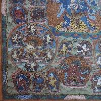 [art From Bhaktapur], Buddhist Handmade Thangka Of Vajrakilaya, [antique], [real Gold]