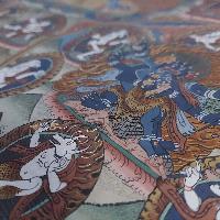 [art From Bhaktapur], Buddhist Handmade Thangka Of Vajrakilaya, [antique], [real Gold]