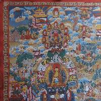[art From Bhaktapur], Buddhist Handmade Thangka Of Buddha Life Story, [hand Painted], [antique], [real Gold]