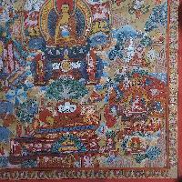 [art From Bhaktapur], Buddhist Handmade Thangka Of Buddha Life Story, [hand Painted], [antique], [real Gold]