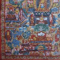 [art From Bhaktapur], Buddhist Handmade Thangka Of Buddha Life Story, [hand Painted], [antique], [real Gold]