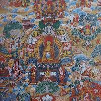[art From Bhaktapur], Buddhist Handmade Thangka Of Buddha Life Story, [hand Painted], [antique], [real Gold]