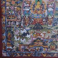 [art From Bhaktapur], Buddhist Handmade Thangka Of Buddha Life Story, [hand Painted], [antique], [real Gold]