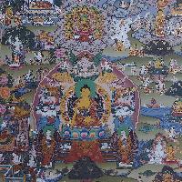 [art From Bhaktapur], Buddhist Handmade Thangka Of Buddha Life Story, [hand Painted], [antique], [real Gold]