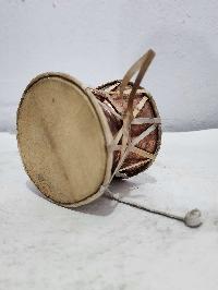 Mahadev Damaru, Nepali Folk Musical Instrument [damaru], A Musical Instrument For Many Religious Practices, Made On A Copper Base