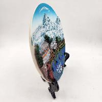 [3d] Fiber Art Of Pokhara City Of Nepal With Stand And Wall Hanger, Ceramic Plate, Souvenir