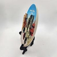 [3d] Fiber Art Of Bhaktapur Durbar Square Of Nepal With Stand And Wall Hanger, Ceramic Plate, Souvenir