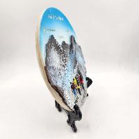[3d] Fiber Art Of Mt. Everest Of Nepal With Stand And Wall Hanger, Ceramic Plate, Souvenir
