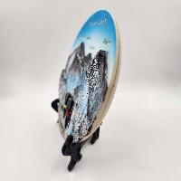 [3d] Fiber Art Of Mt. Everest Of Nepal With Stand And Wall Hanger, Ceramic Plate, Souvenir