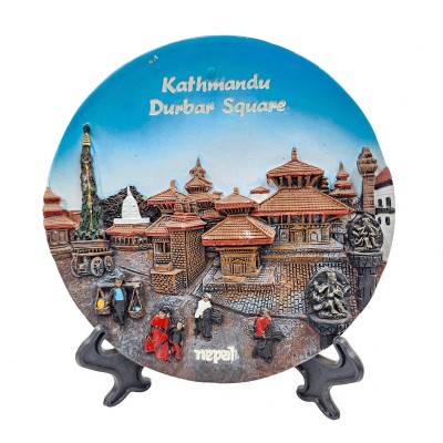 [3d] Fiber Art Of Kathmandu Durbar Square Of Nepal With Stand And Wall, Ceramic Plate, Souvenirhanger