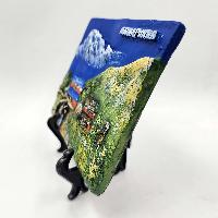 [3d] Fiber Art Of Annapurna Himal And Village Of Nepal With Stand And Wall Hanger